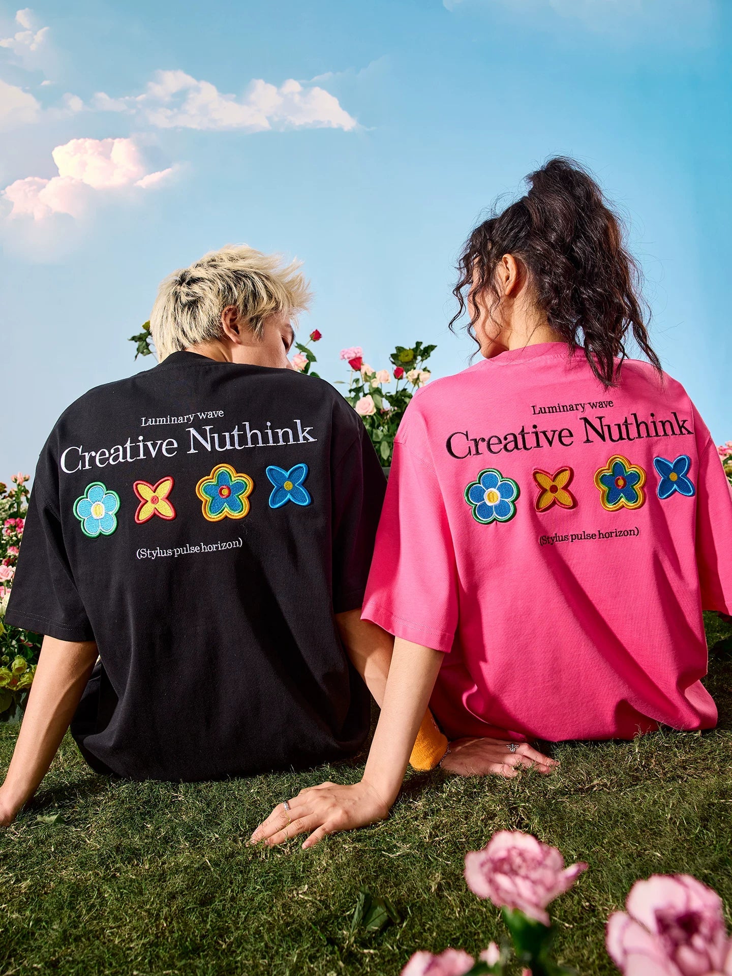 Oversized Floral Patch Graphic T-Shirt