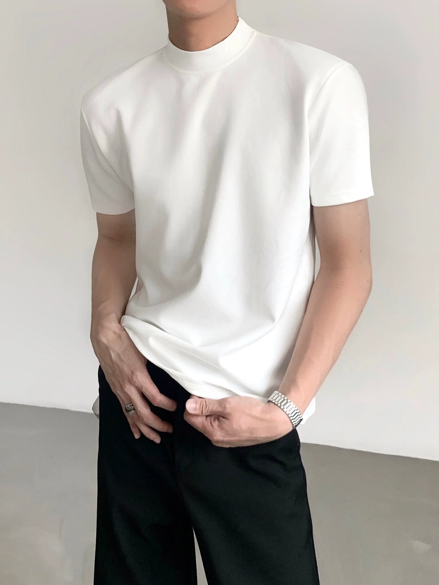 Structured Mock Neck Tee