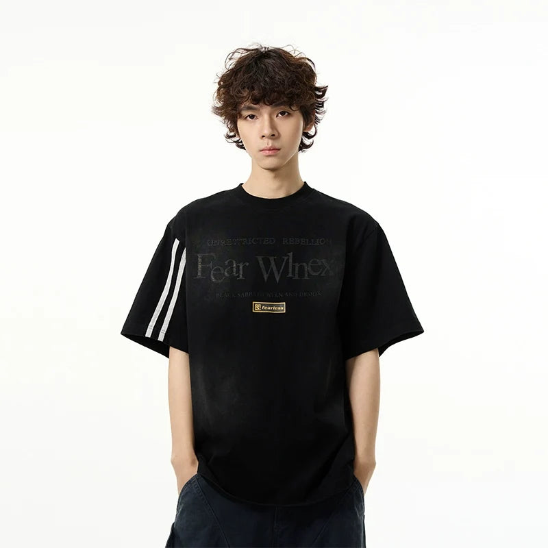 Sporty Sleeves Graphic Oversized T-Shirt