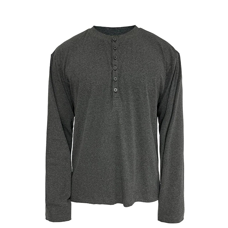 Classic Neutral Long-Sleeve Henley Tee