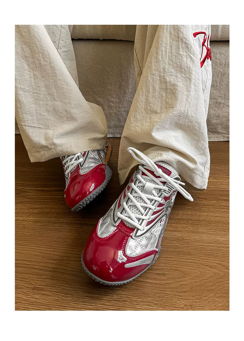 Silver Heart Mesh Retro Sneakers - Skipkicks