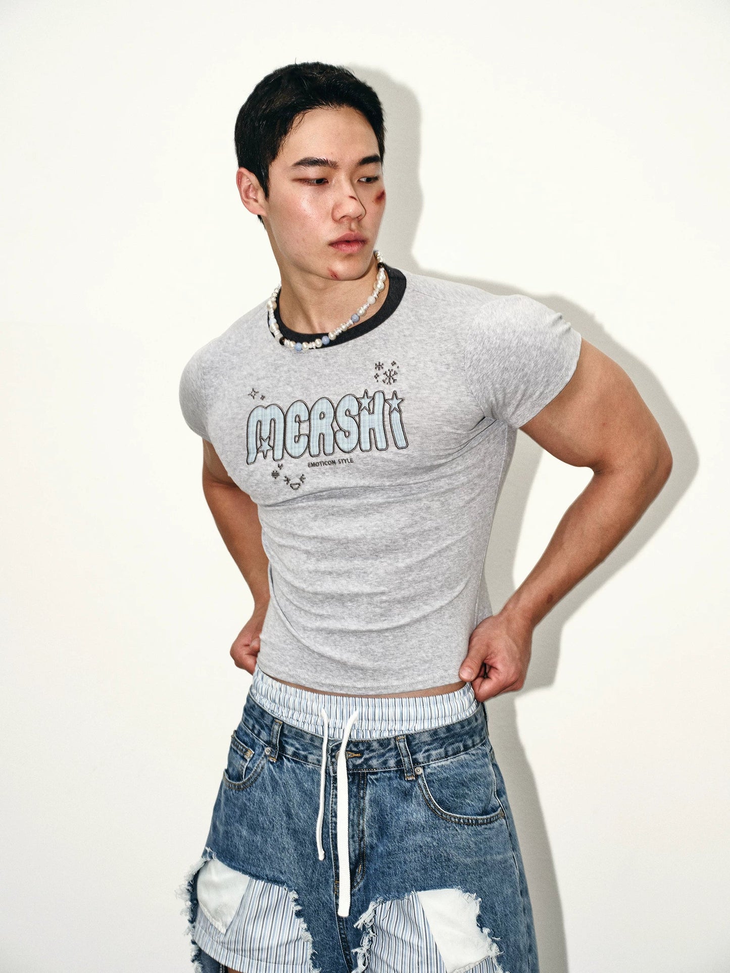 Heather Grey Fitted Graphic Tee