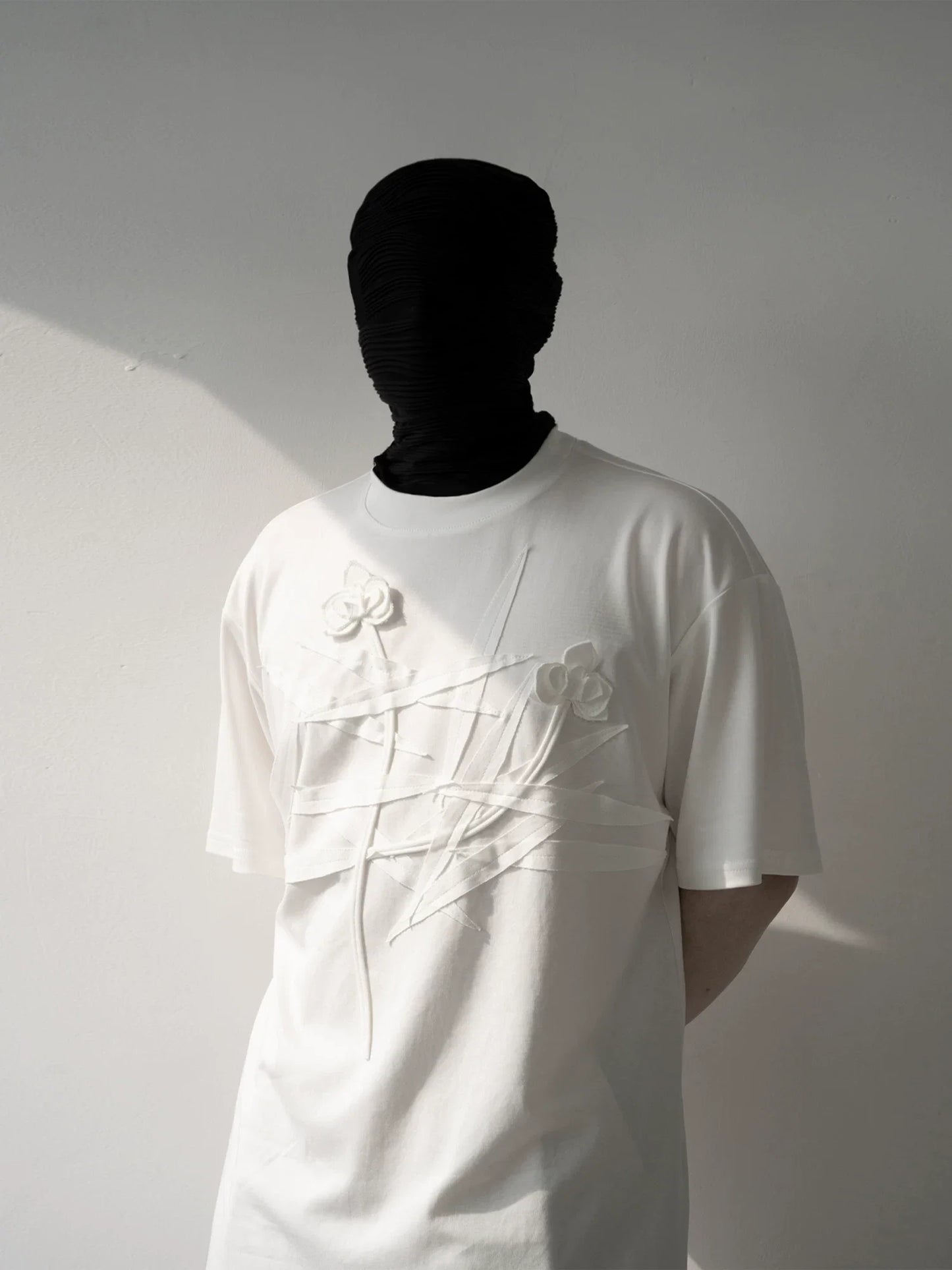Ivory Crossed Bloom Relief Tee