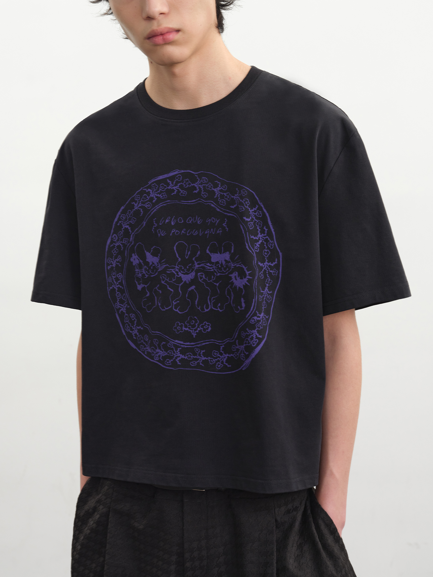 Purple Circular Rabbit Graphic Tee