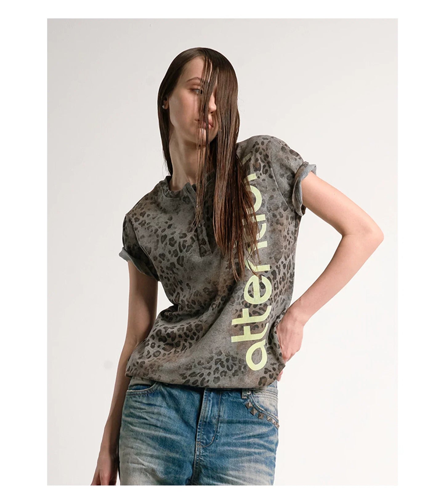 Attention Leopard Henley Tee