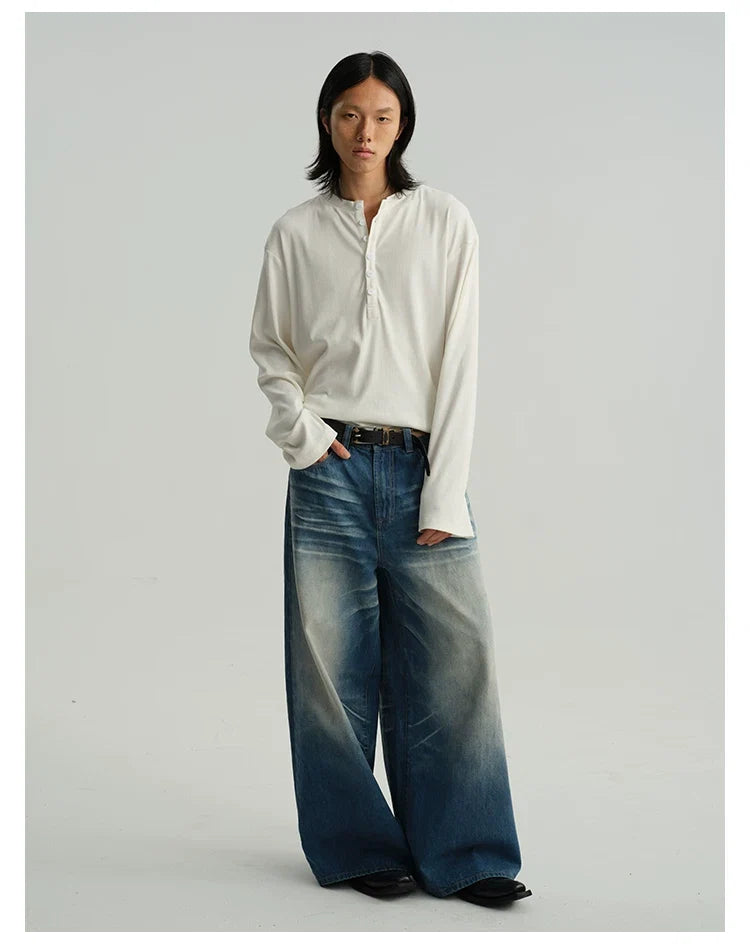 Classic Neutral Long-Sleeve Henley Tee