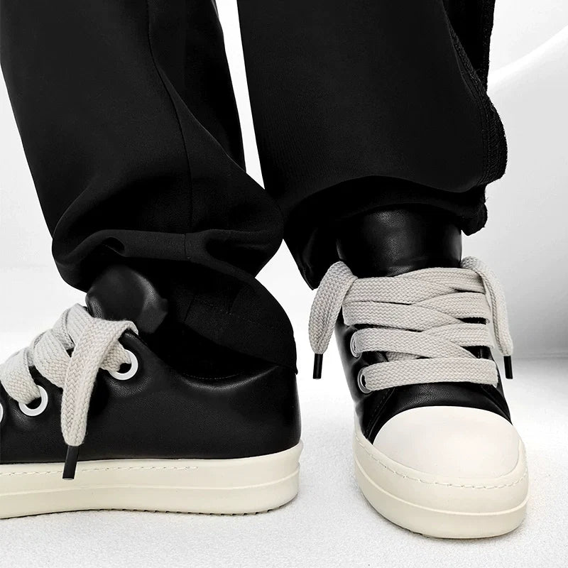 Black Thick Sole Casual Sneakers - Skipkicks
