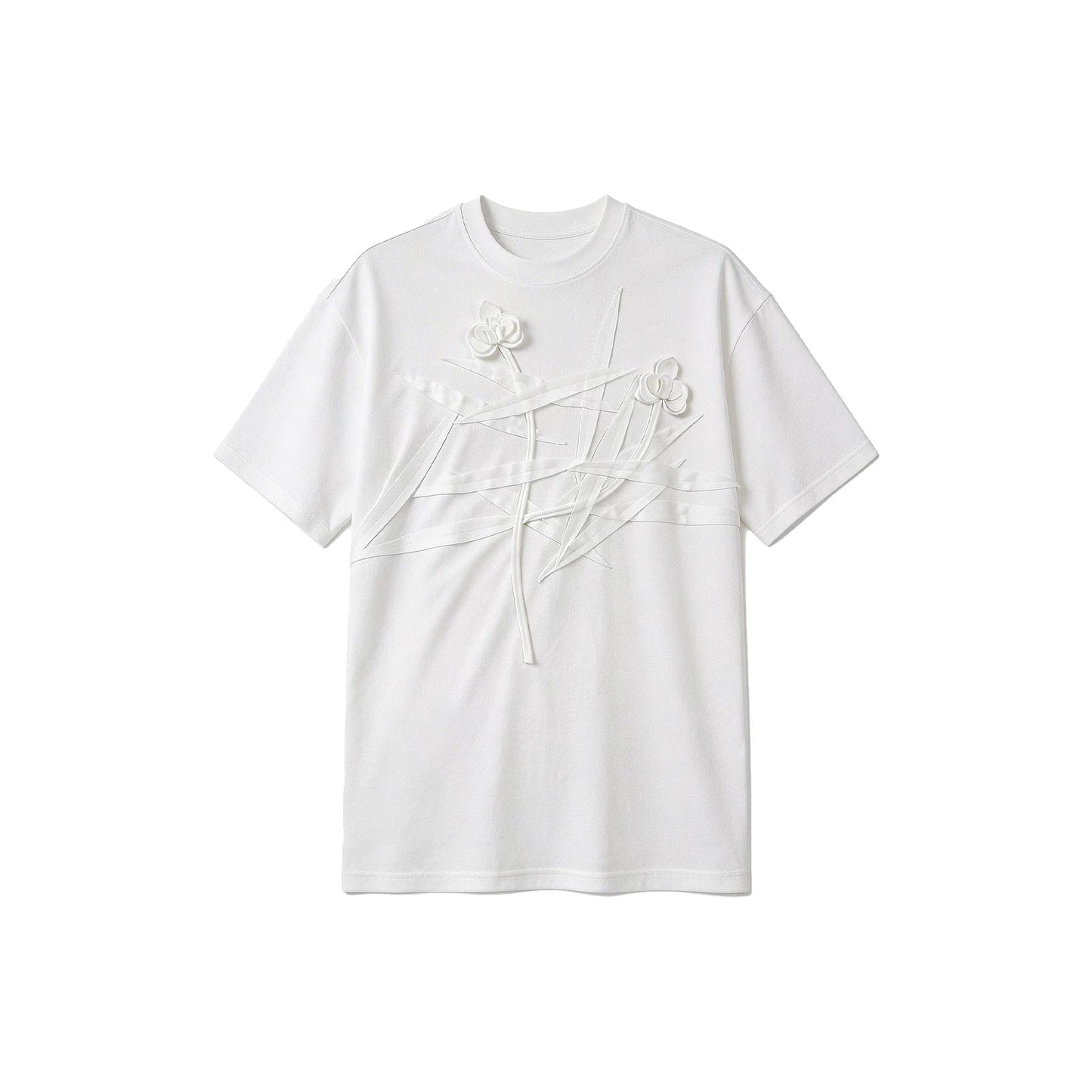 Ivory Crossed Bloom Relief Tee