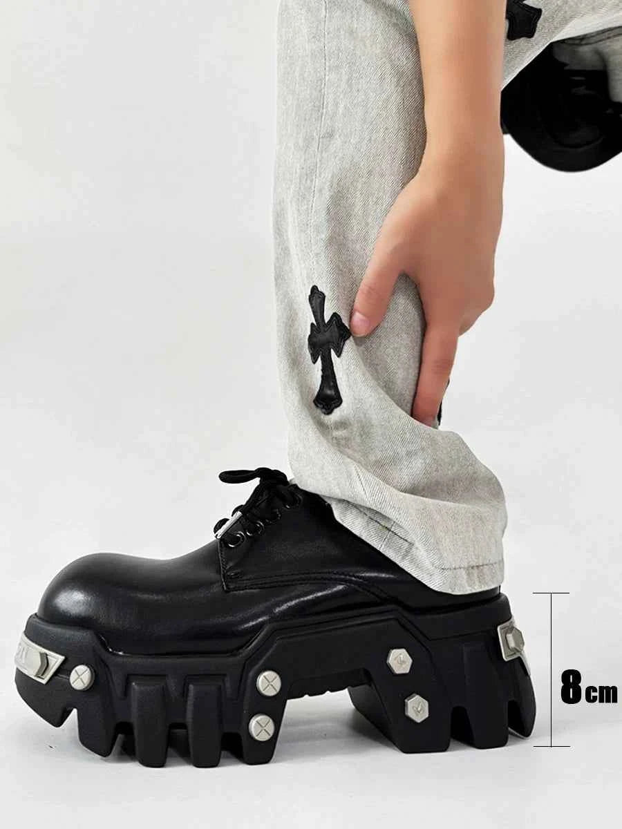 Futuristic Black 8cm Platform Oxfords