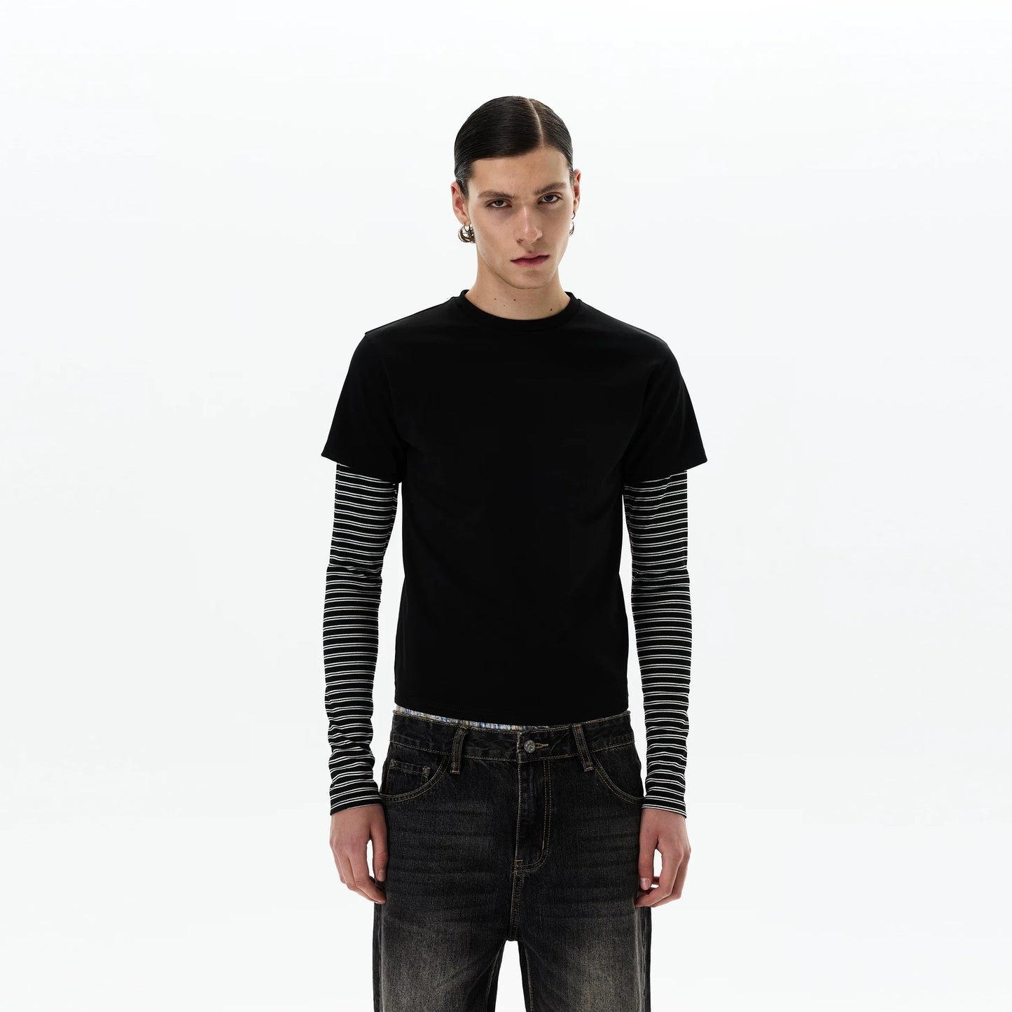 Shadow Stripe Layered Long Sleeve Tee