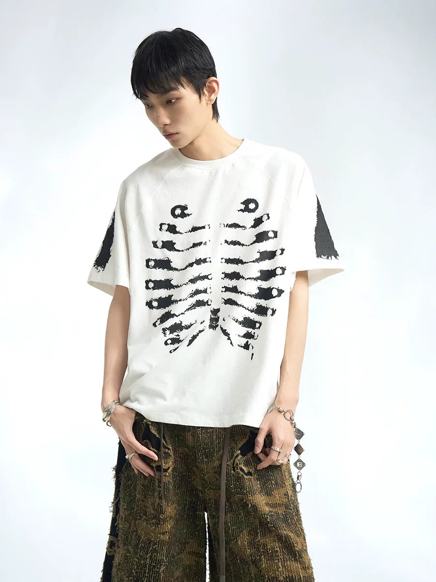 Skeleton Graphic Oversized Raglan T-Shirt