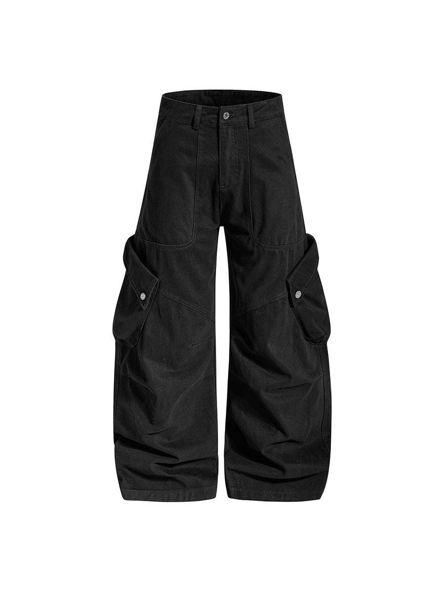 Men's Multi-Pocket Panel Wide-Leg Cargo Pants - Stylish Utility Wear