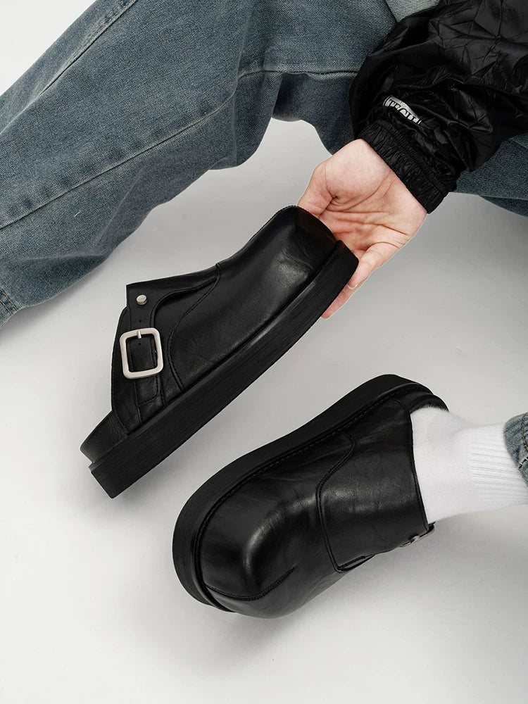 Onyx Buckle Platform Mules - Skipkicks