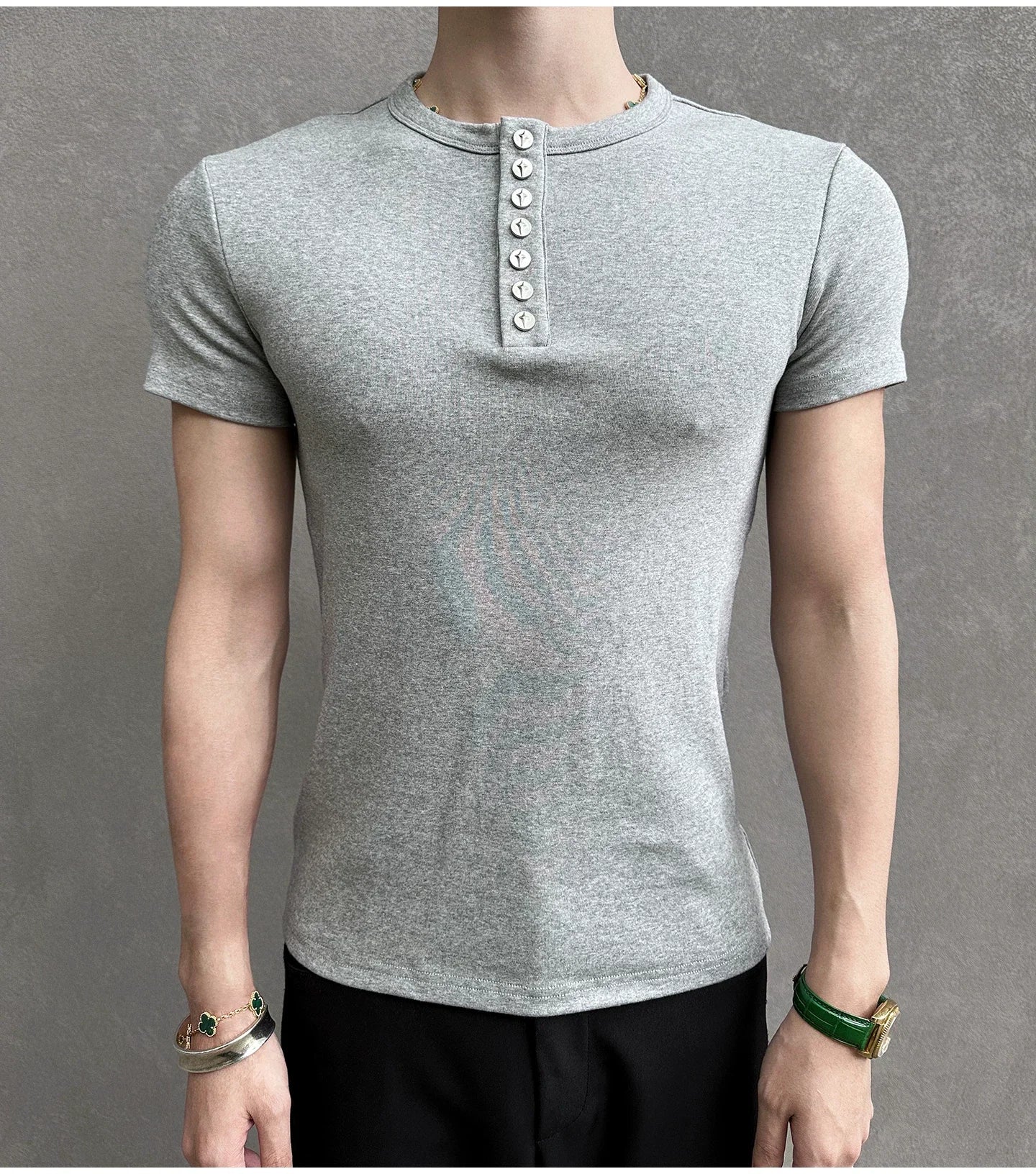 Midnight Gaze Grommet Placket Tee