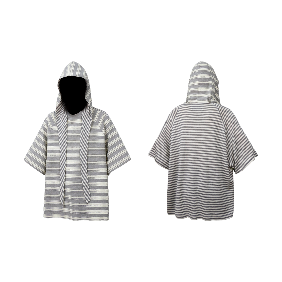 Striped Hooded Scarf Oversized T-Shirt