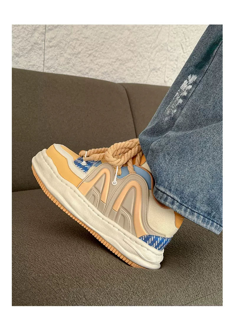 Chunky Rope Lace Thick Platform Sneakers - Skipkicks