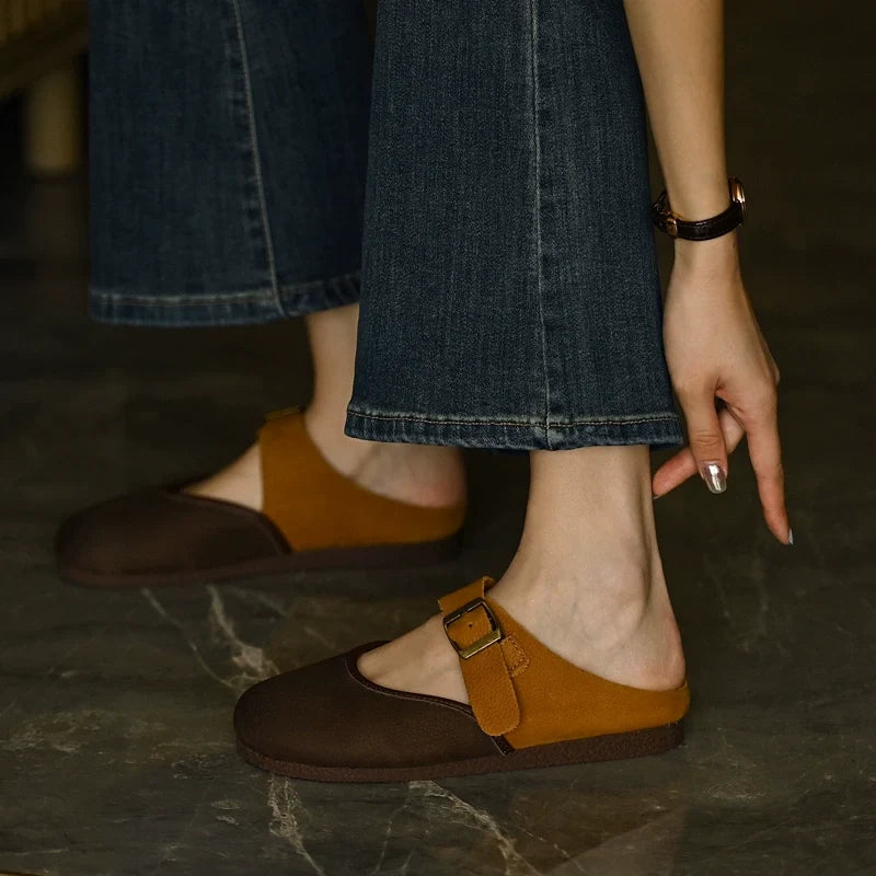 Two-Tone Leather Mary Jane Flats - Skipkicks