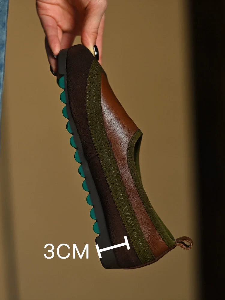 Brown Green Slip-On Comfort Shoes - Skipkicks