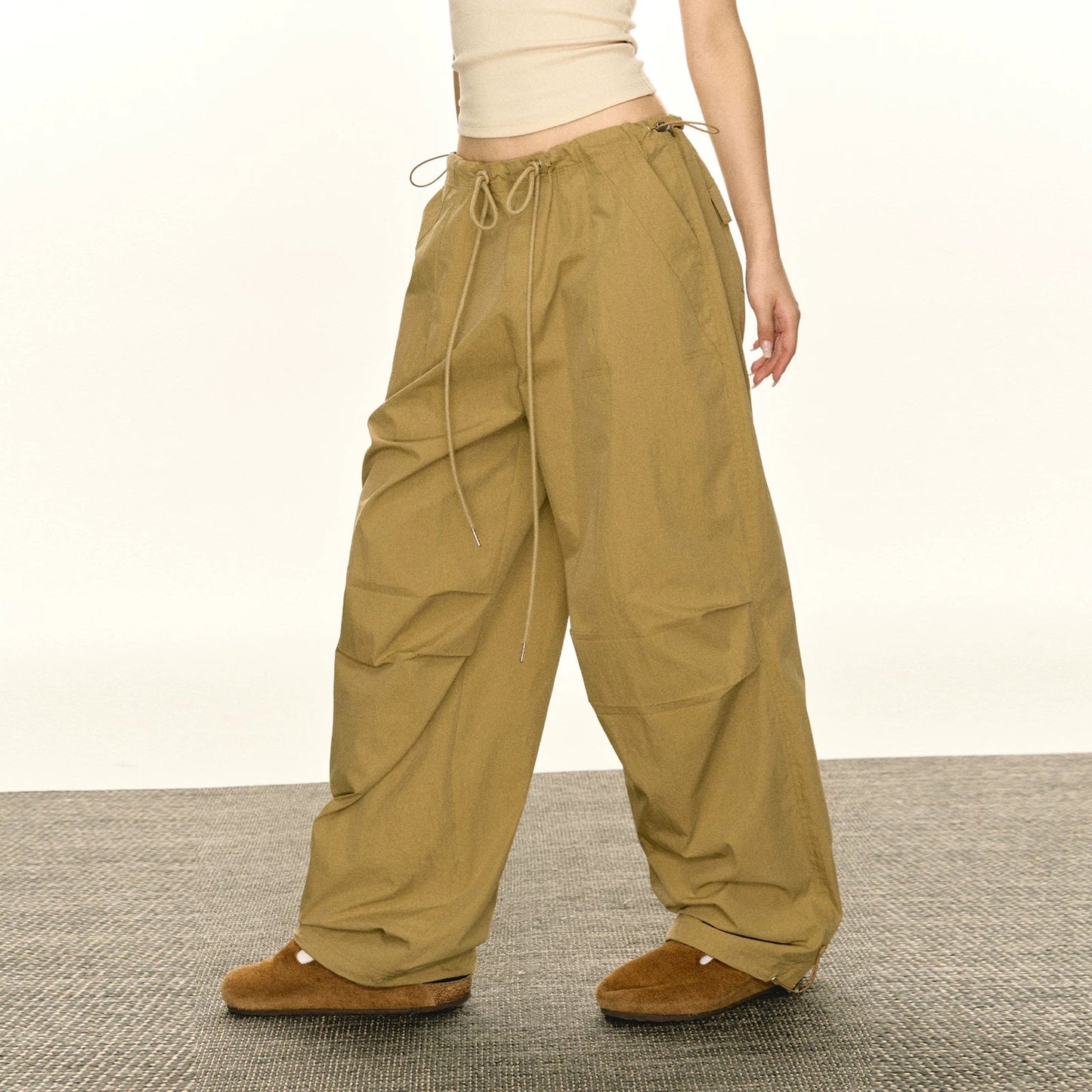 Relaxed Drawstring Parachute Cargo Pants for Effortless Style