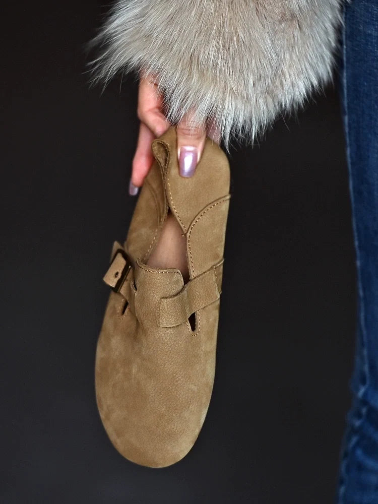 Tan Buckle Leather Loafers - Skipkicks
