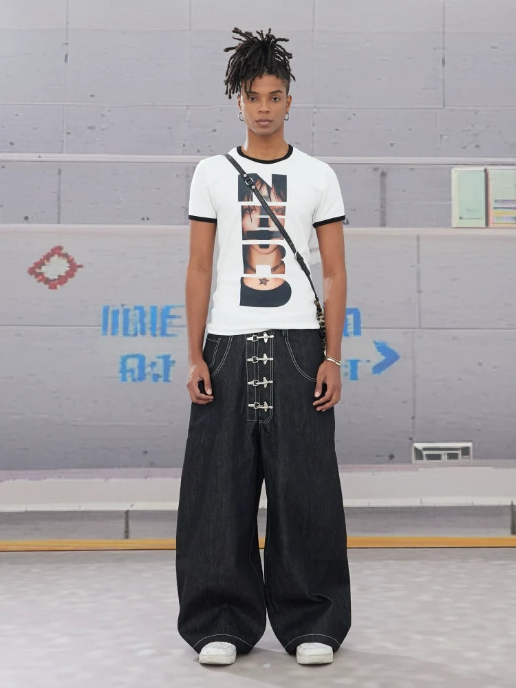 Ringer Tee with Photo Collage Graphic