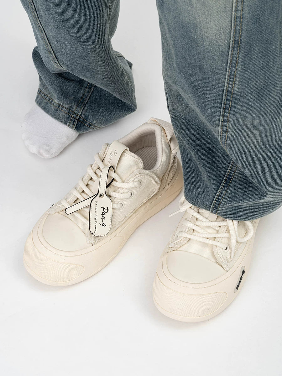Monochrome Tag Canvas Sneakers - Skipkicks
