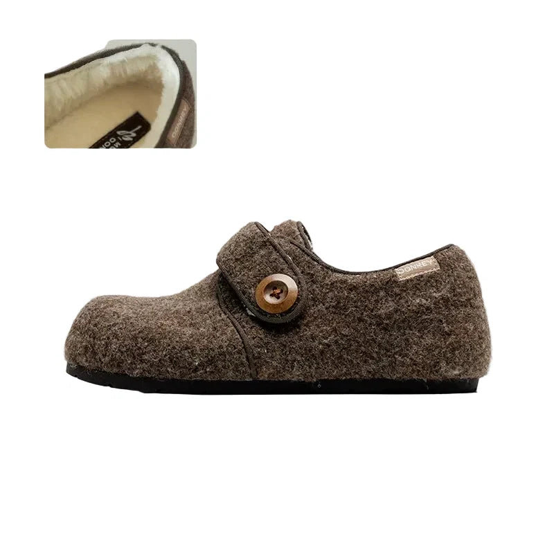 Cozy Fleece Button Mary Jane Slippers - Skipkicks