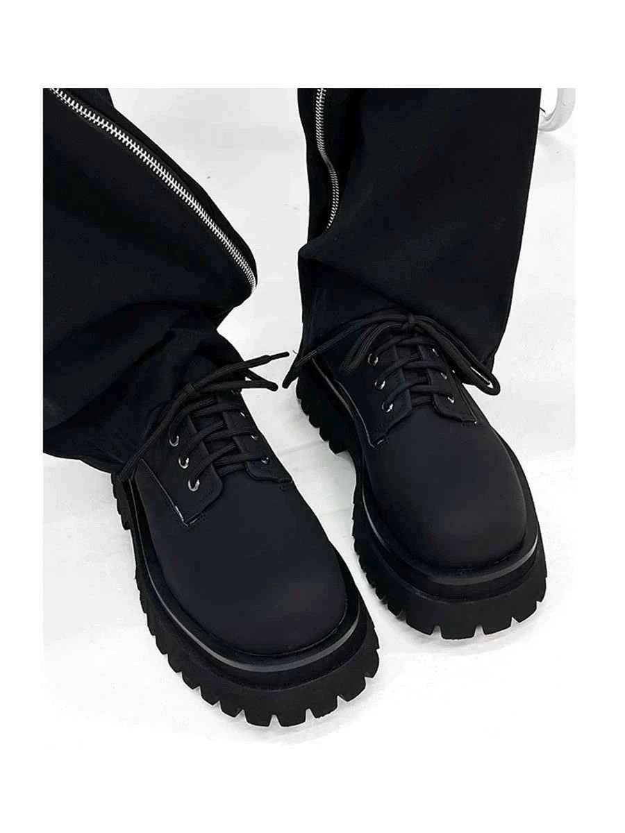 Thick-Soled Chunky Black Platform Derby Shoes