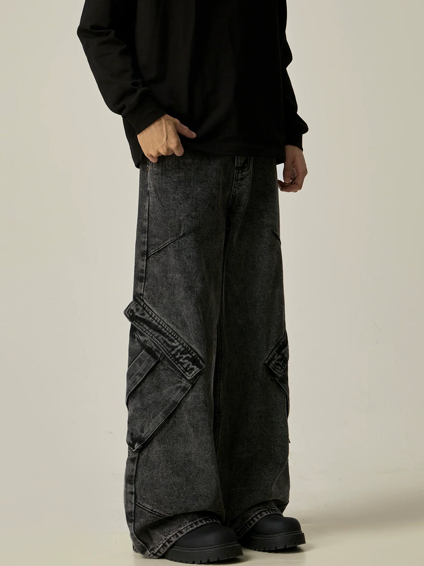 Obsidian Surge Cargo Wide Jeans