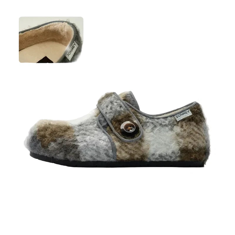 Cozy Fleece Button Mary Jane Slippers - Skipkicks
