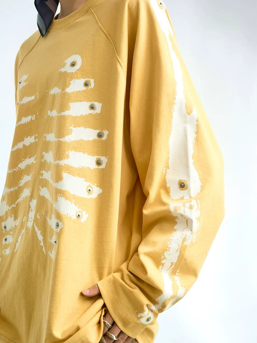 Skeleton Graphic Raglan Long Sleeve T Shirt