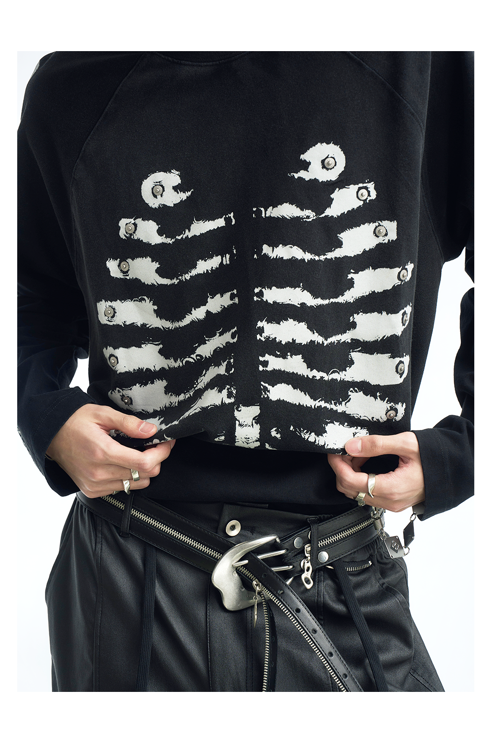 Skeleton Graphic Raglan Long Sleeve T Shirt
