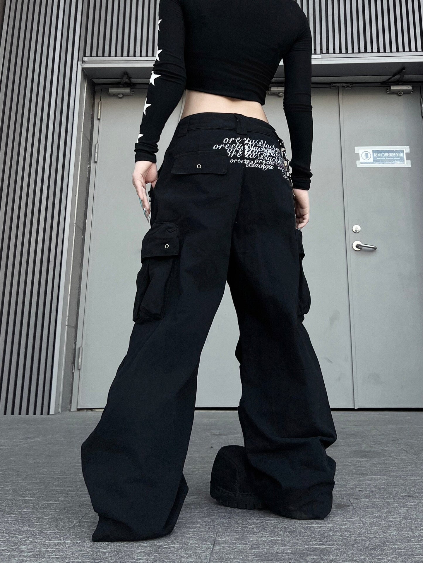 Men's Multi-Pocket Parachute Pleats Wide-Leg Cargo Pants