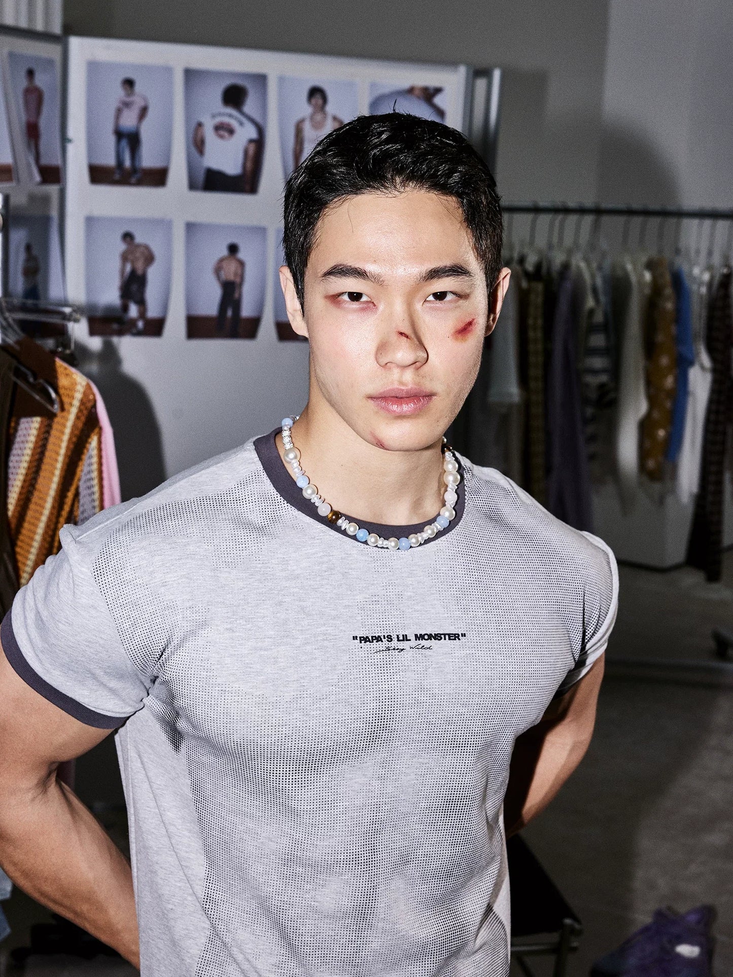 Ash Mesh Contrast Ringer Tee