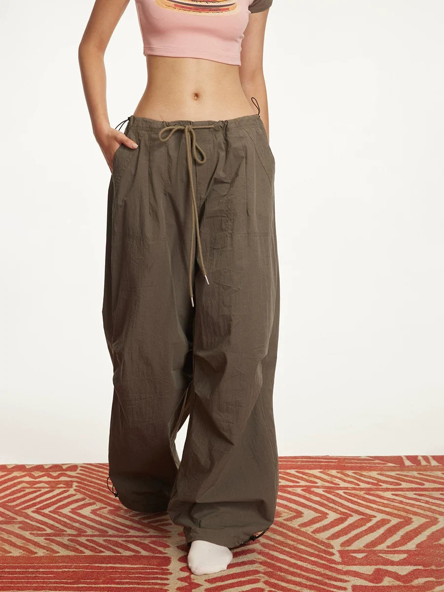 Relaxed Drawstring Parachute Cargo Pants for Effortless Style