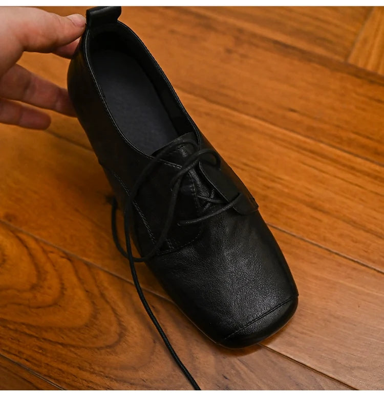 Noir Classic Square-Toe Derby Shoes - Skipkicks
