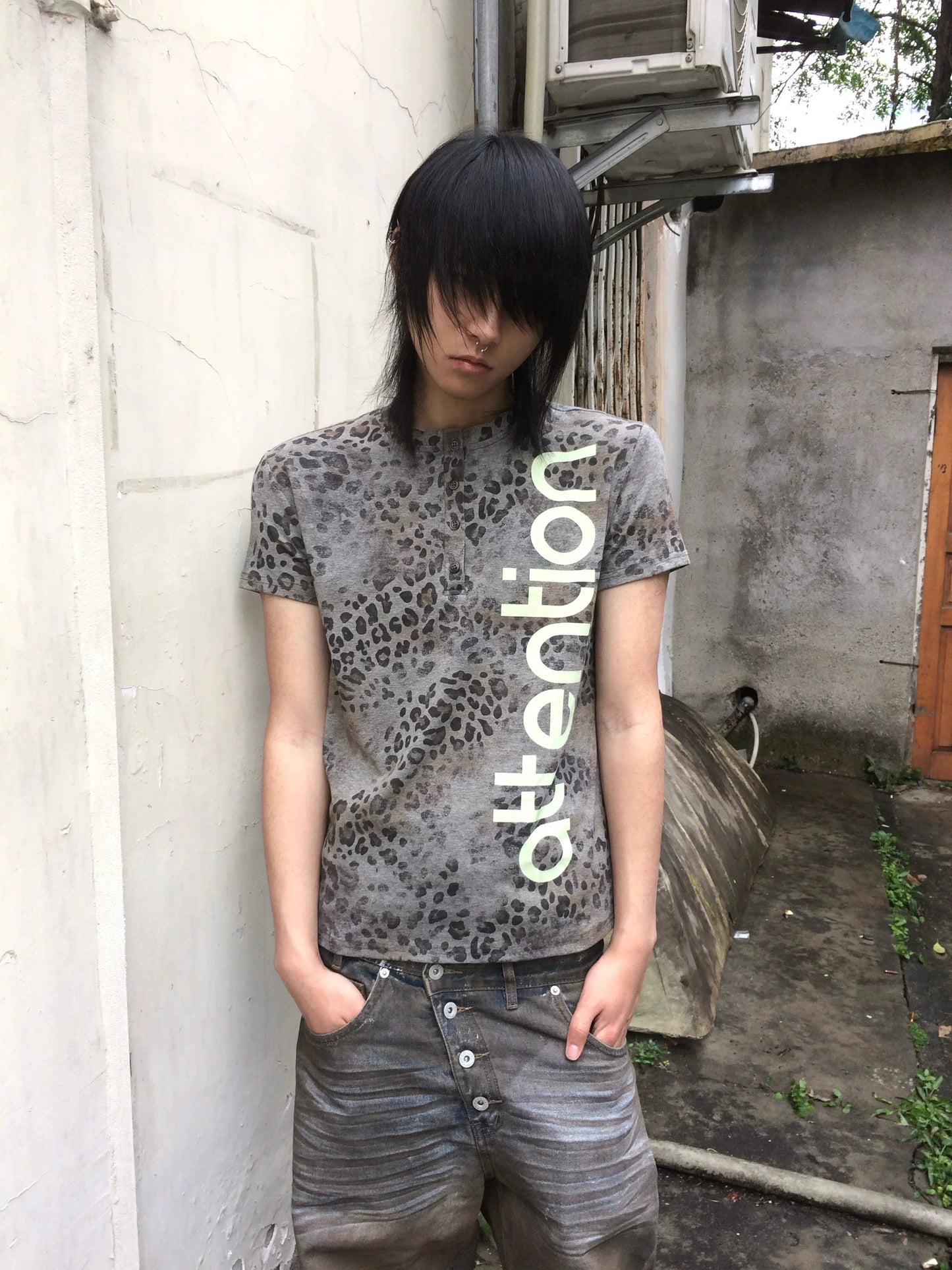 Attention Leopard Henley Tee