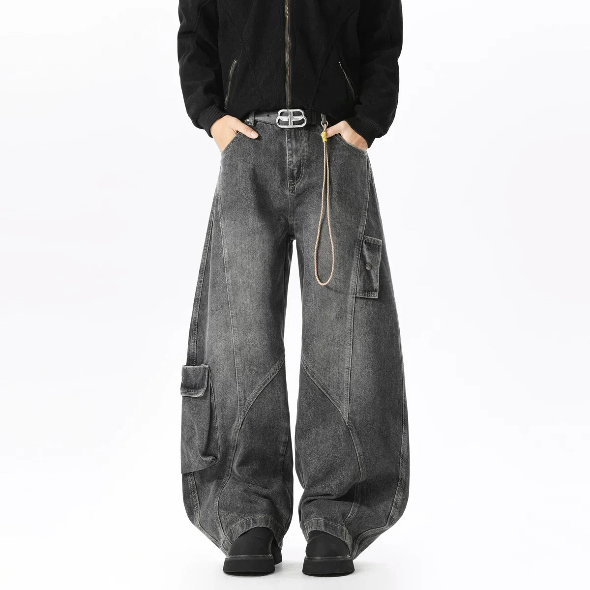 Harbor Drift Ultra‑Wide Cargo Jeans