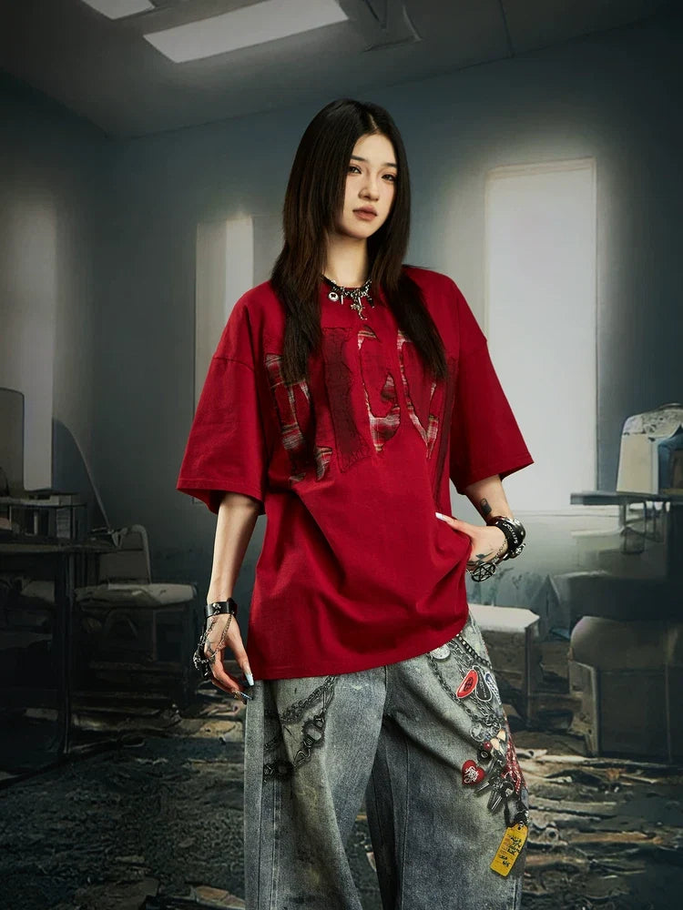 Bleached Shred Plaid Slash Tee