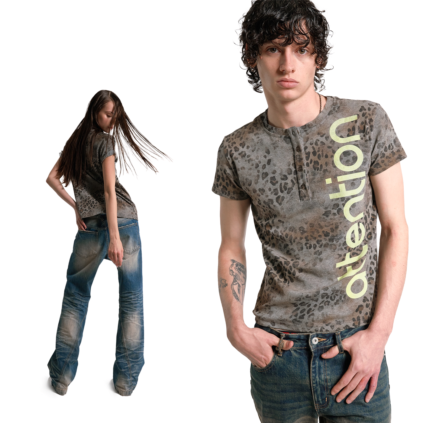 Attention Leopard Henley Tee