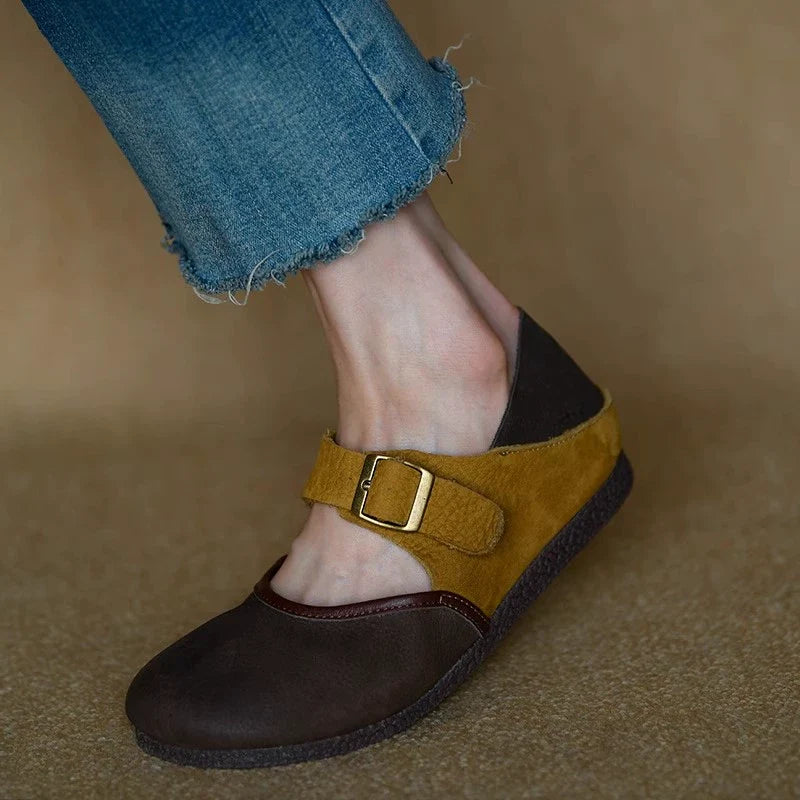 Two-Tone Leather Mary Jane Flats - Skipkicks