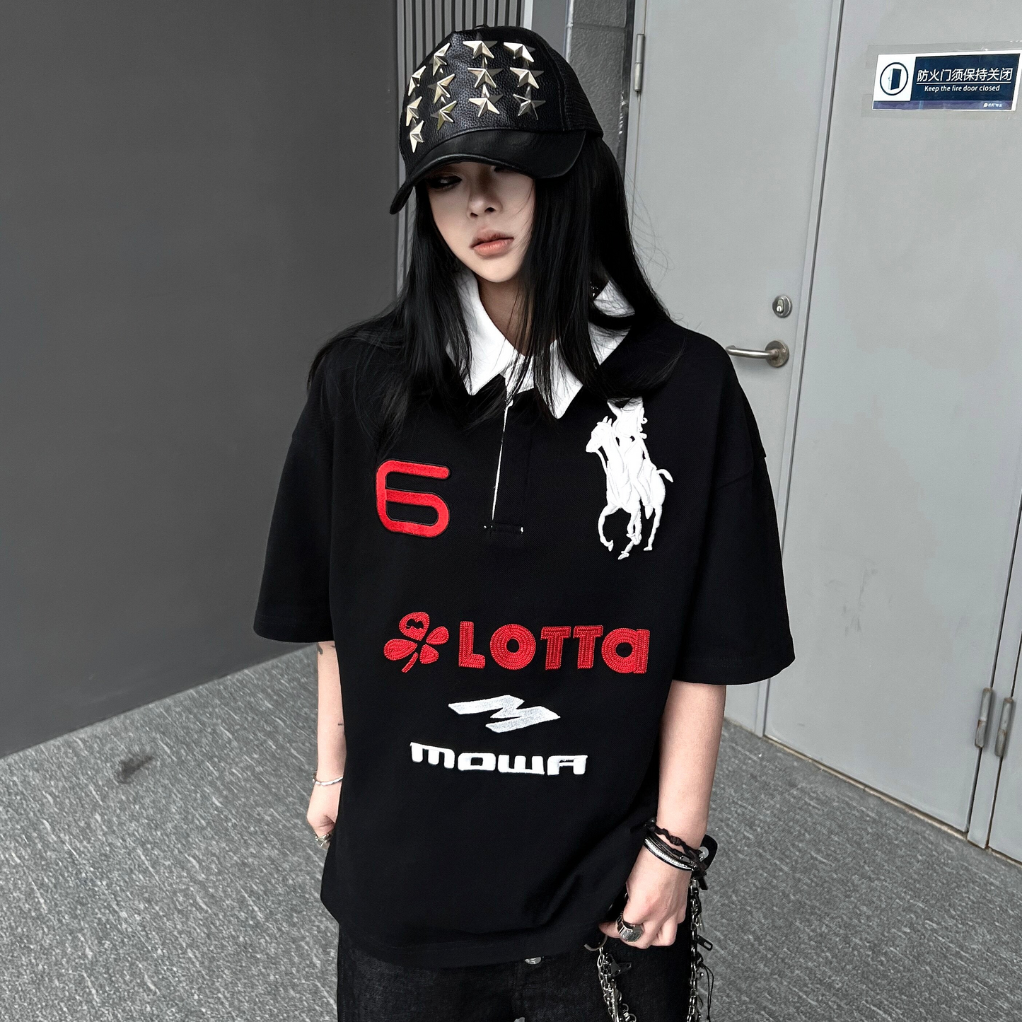 Men's Angel Horse Embroidery Short-Sleeve Polo Shirt