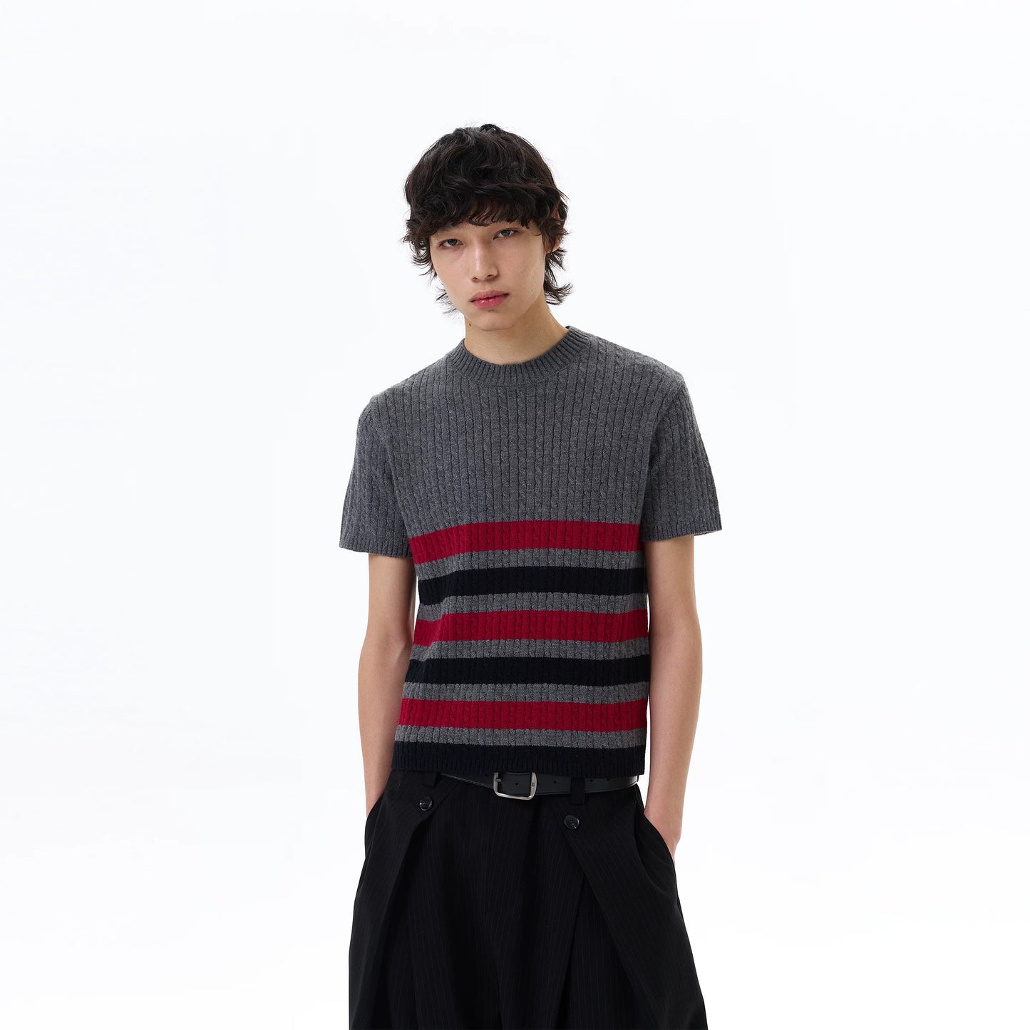 Metro Stripe Ribbed Knit Tee