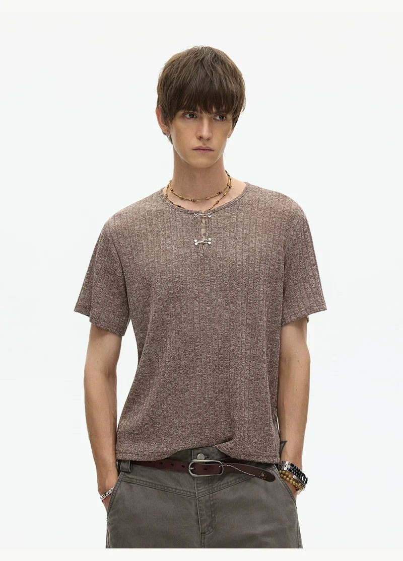 Clay Heather Textured Knit Tee