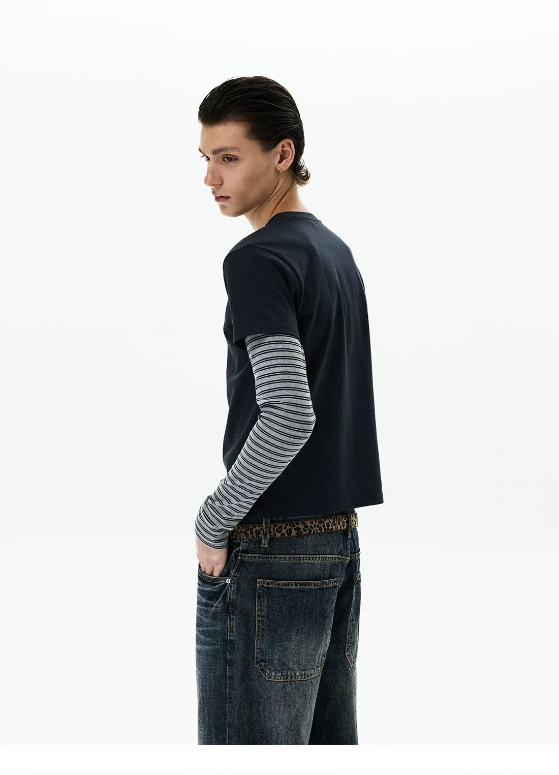 Shadow Stripe Layered Long Sleeve Tee