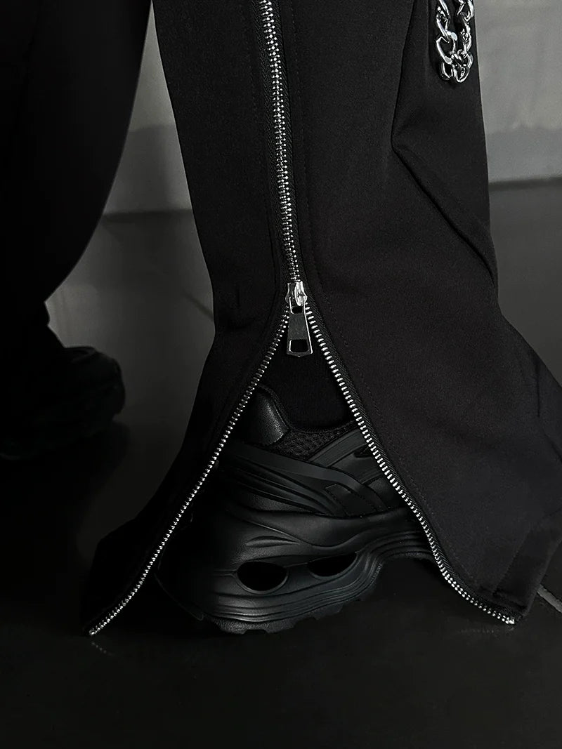 Black Techwear Cargo Pants with Chain