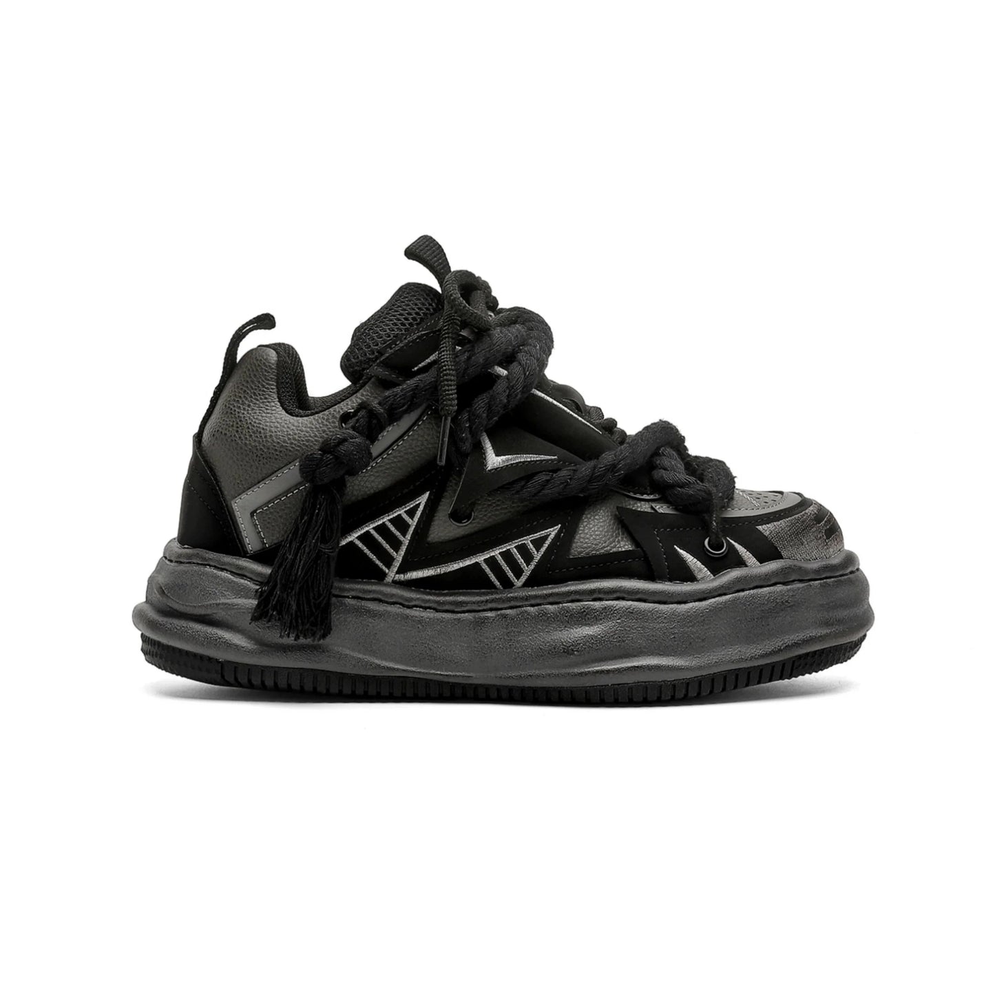 Distressed Rope-Lace Chunky Sneakers - Skipkicks