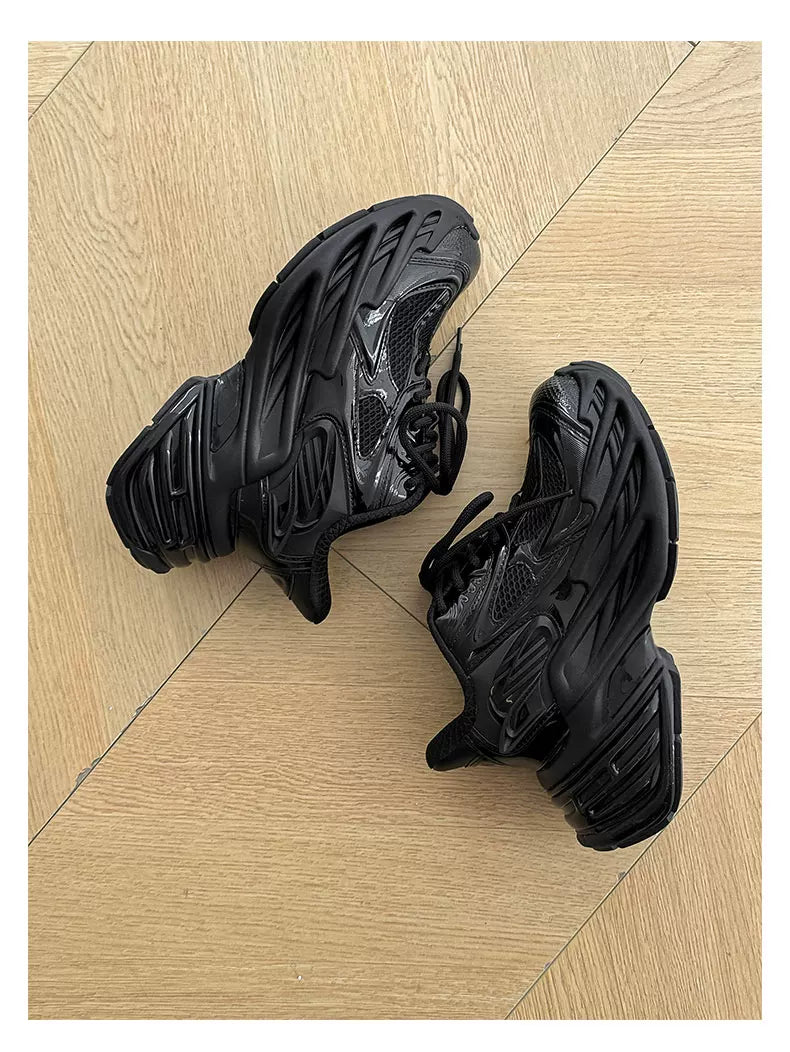 Futuristic Metallic Platform Runner Sneakers - Skipkicks