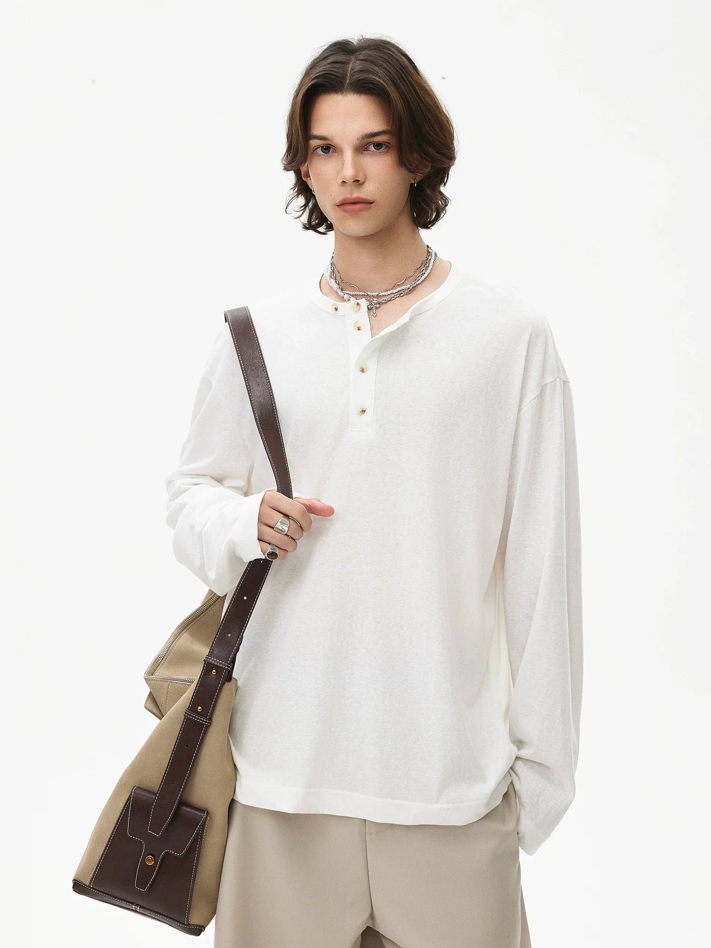 Midnight Button Henley Tee