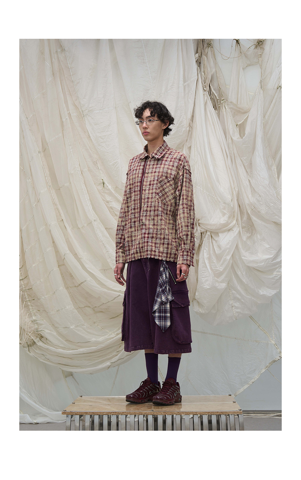 Draped Scarf Cargo Culotte Shorts